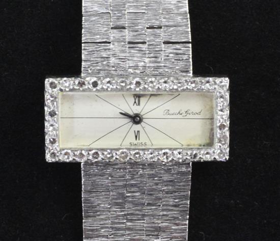 A ladys 18ct white gold and diamond Bueche Girod manual wind wrist watch,